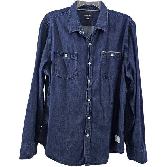 Adam Levine Men’s Blue Denim Button Up Long Sleeve Shirt - Size Large - Picture 4 of 13